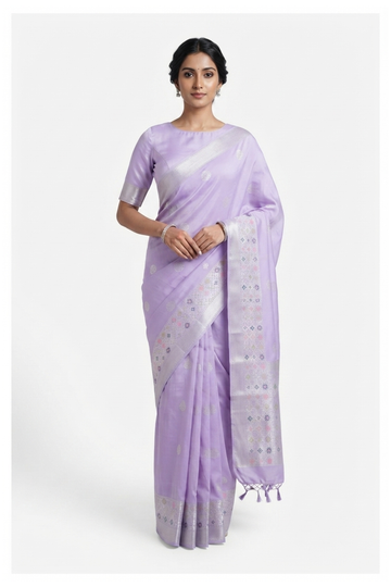 Lavender South Silk Art Silk Wedding Party Wear Saree