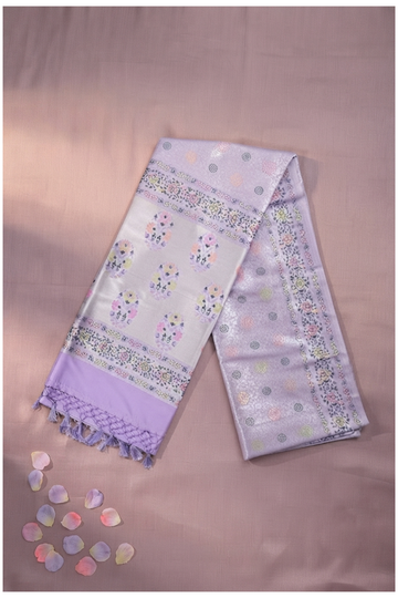 Lavender South Art Silk Wedding And Party Wear Saree