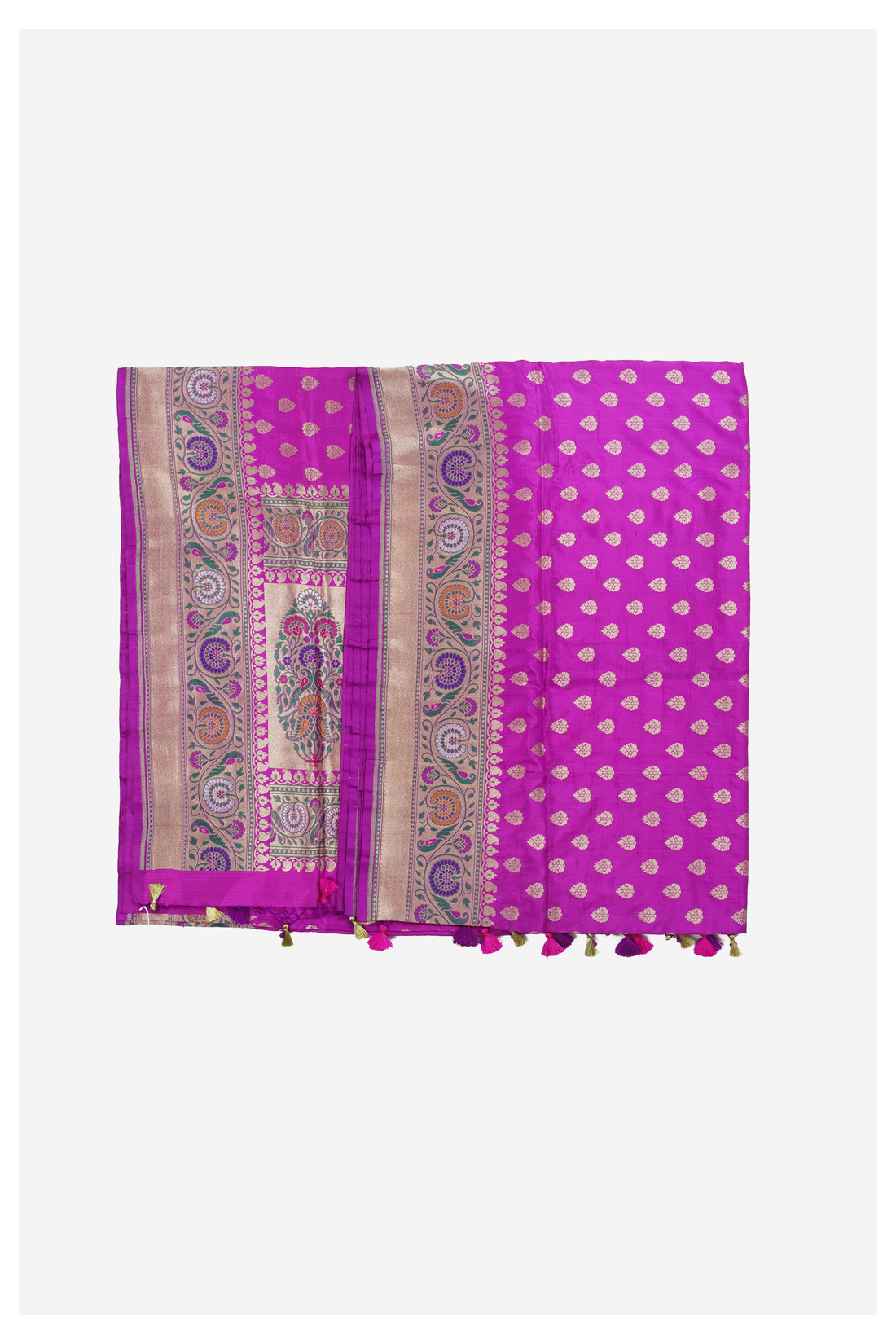 Magenta Pure Silk Banarasi Wedding Saree