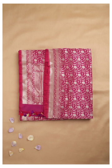 Magenta Banarasi Pure Silk Wedding & Party Wear Saree