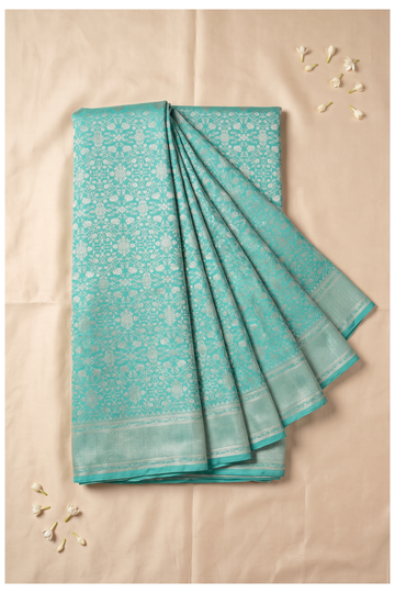 Teal Banarasi Art Silk Saree For Wedding & Party