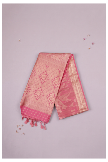 Rani Pink Banarasi Art Silk Wedding Party Saree
