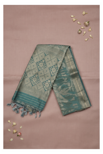 Teal Green Banarasi Art Silk Wedding Party Saree