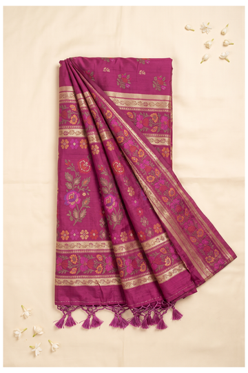 Magenta Banarasi Art Silk Saree For Wedding & Party Wear