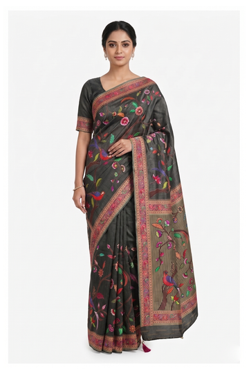 Light  Black  Banarasi Art Silk Wedding Saree
