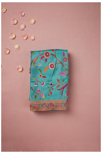 Teal Banarasi Art Silk Wedding Party Wear Saree
