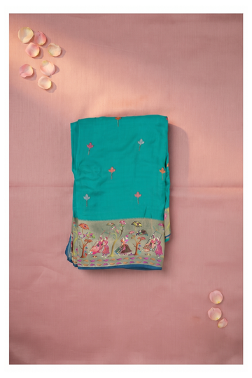 Teal Paithani Art Silk Wedding & Party Wear Saree