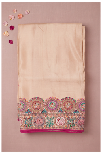 Light Peach Banarasi Art Silk Wedding Saree