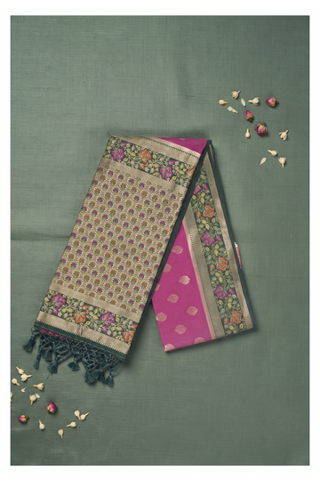 Magenta Banarasi Art Silk Saree For Wedding And Party Wear