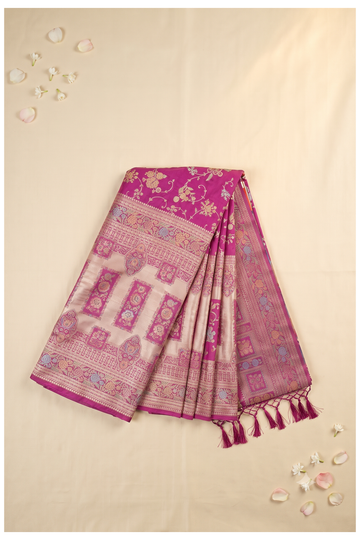 Rani Pink Banarasi Art Silk Wedding Wear Saree