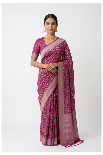 Magenta Banarasi Art Silk Wedding & Party Wear Saree