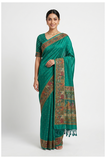 Teal Banarasi Art Silk Wedding Saree