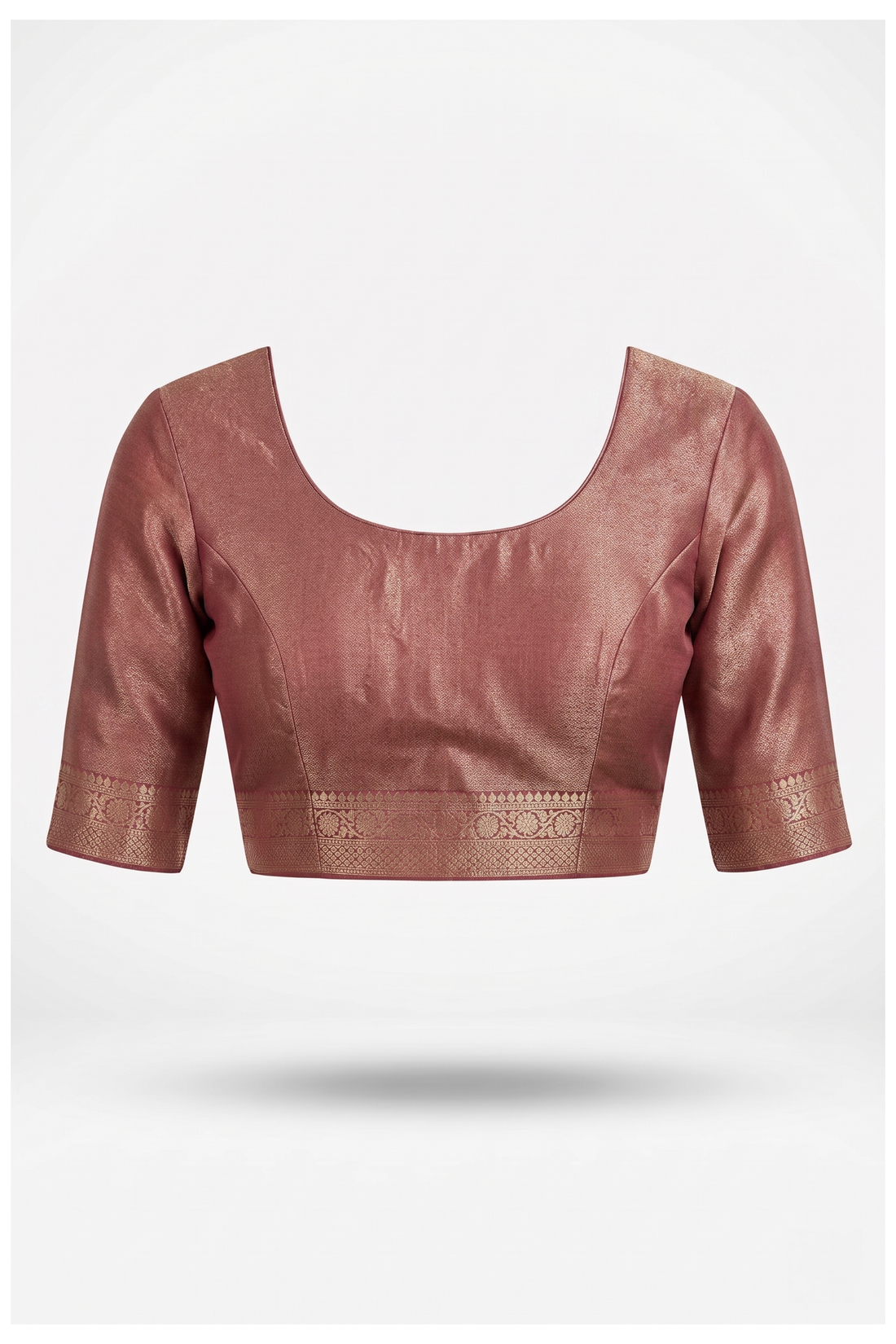 Dark Rose Gold Banarasi Silk Saree With Hand Work And Weaving