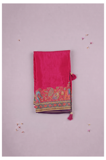 Rani Pink Banarasi Art Silk Wedding Party Wear Saree