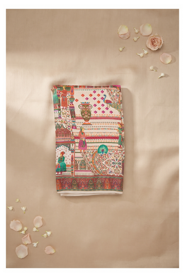 Ivory Handwork Art Silk Wedding Saree