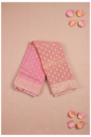 Elegant Shaded Pink Georgette Saree With Gold Zari Weaving