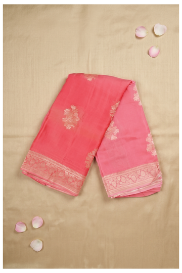 Coral Banarasi Art Silk Wedding Party Saree