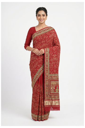 Maroon Gharchola Art Silk Wedding Saree