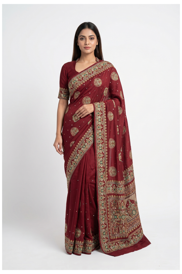 Maroon Gharchola Art Silk Wedding & Party Wear Saree