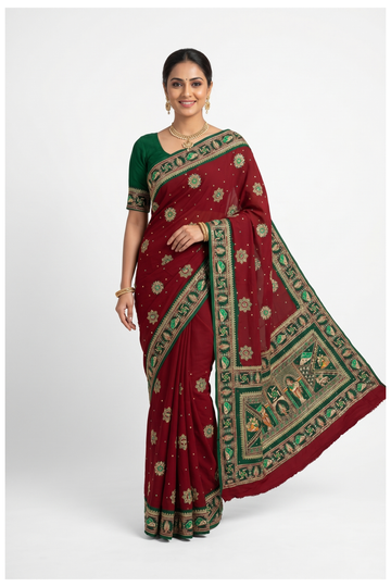 Maroon Gharchola Art Silk Wedding Saree