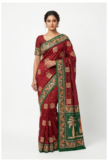 Maroon Gharchola Art Silk Wedding & Party Wear Saree