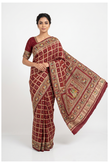 Maroon Gharchola Art Silk Wedding Saree