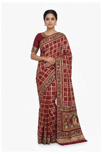 Maroon Gharchola Art Silk Wedding Saree