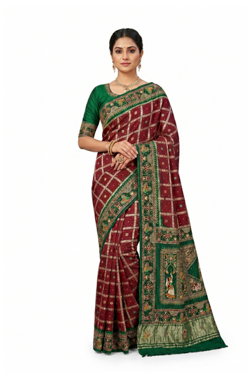 Maroon Gharchola Art Silk Wedding Saree