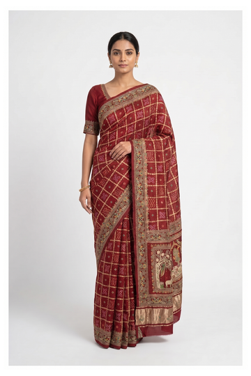 Maroon Gharchola Gajji Silk Wedding & Party Wear Saree
