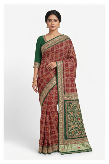 Maroon Gharchola Art Silk Wedding & Party Saree
