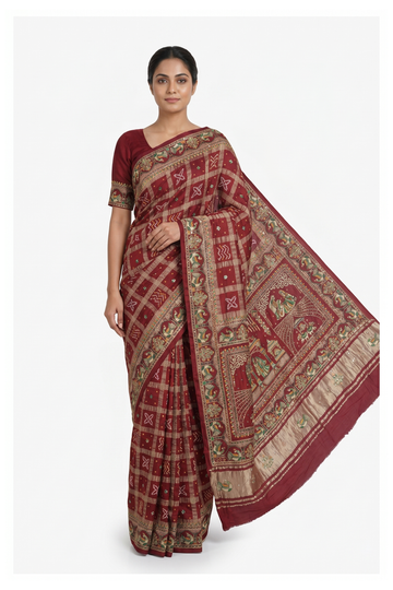 Maroon Gharchola Art Silk Wedding Saree
