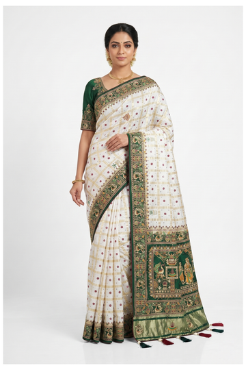 Ivory Gharchola Art Silk Gajji Silk Wedding & Party Wear