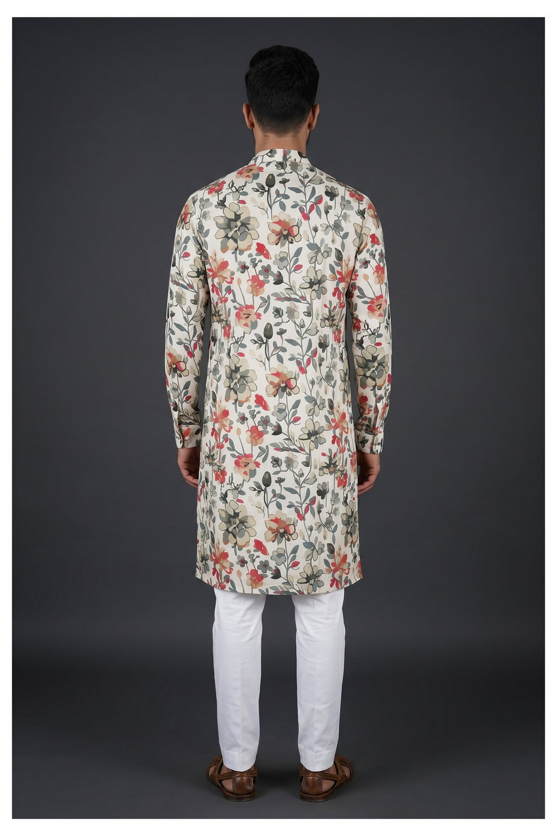 Ivory Floral Printed Kurta