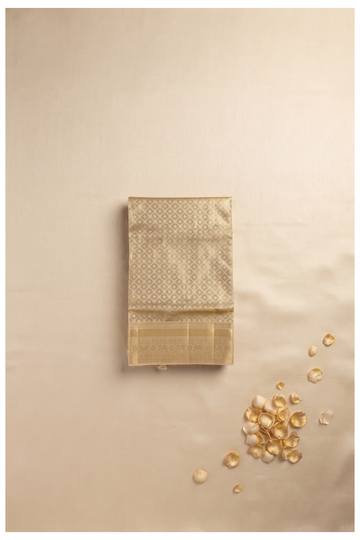 Light Gold Pure Silk South Saree For Wedding And Party Wear
