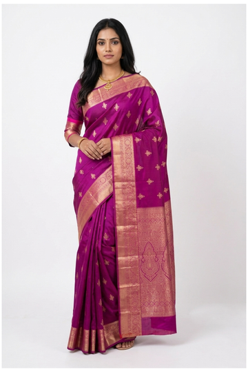 Magenta Pure Silk South Silk Wedding Party Saree