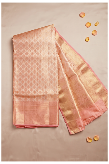 Champagne Pure Tissue Silk South Silk Wedding Party Wear