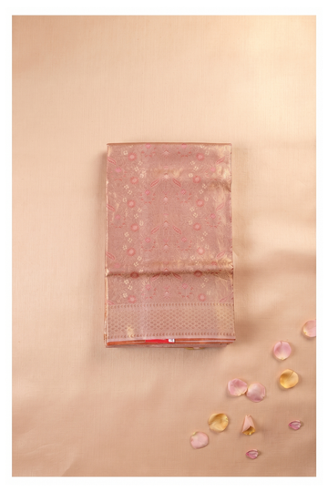 Champagne Pure Tissue Silk South Saree For Weddings