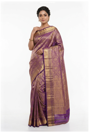 Plum Pure Silk South Silk Wedding & Party Wear Saree