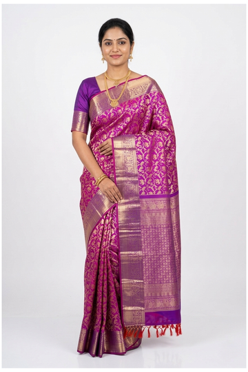 Magenta Pure South Silk Wedding & Party Wear Saree
