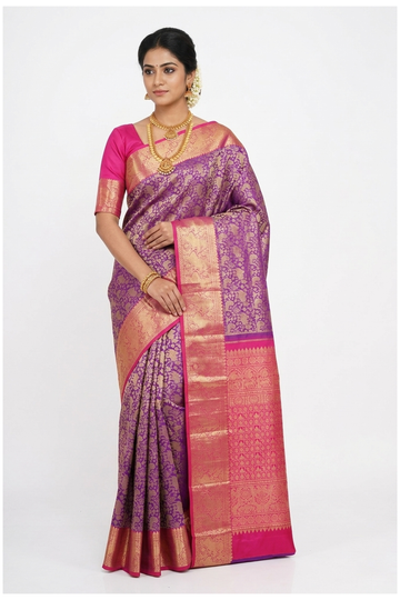 Violet Pure Silk South Silk Wedding & Party Saree