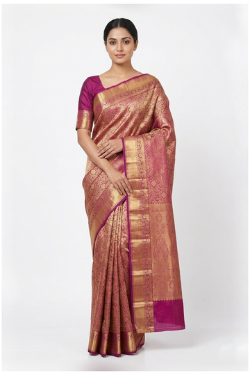 Magenta Pure Silk South Silk Wedding & Party Wear Saree