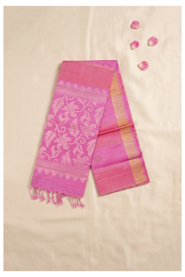 Rani Pink Cotton Saree For Wedding & Party Wear
