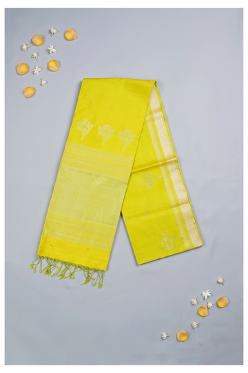 Lime Green South Pure Tissue Silk Wedding & Party Wear Saree