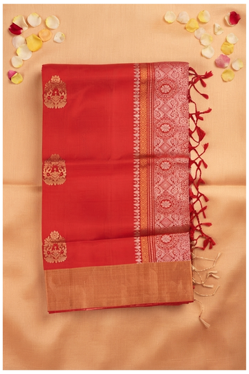 Scarlet Red Pure Silk South Wedding & Party Wear Saree