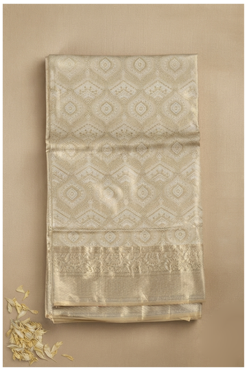 Champagne South Silk Tissue Wedding & Party Wear Saree