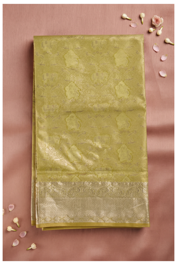 Pistachio Green South Silk Tissue Silk Wedding & Party Wear Saree
