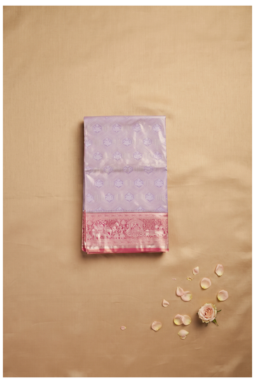 Lavender & Rani Pink South Silk Pure Tissue Wedding Saree