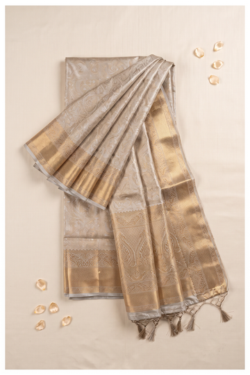 Champagne South Silk Tissue Wedding Saree