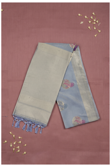 Steel Blue Banarasi Art Silk Saree For Wedding & Party