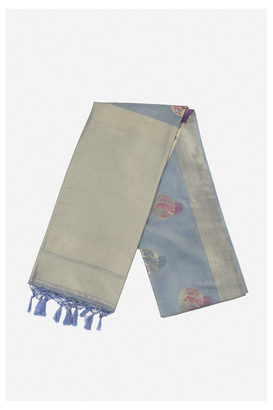 Steel Blue Banarasi Art Silk Saree For Wedding & Party